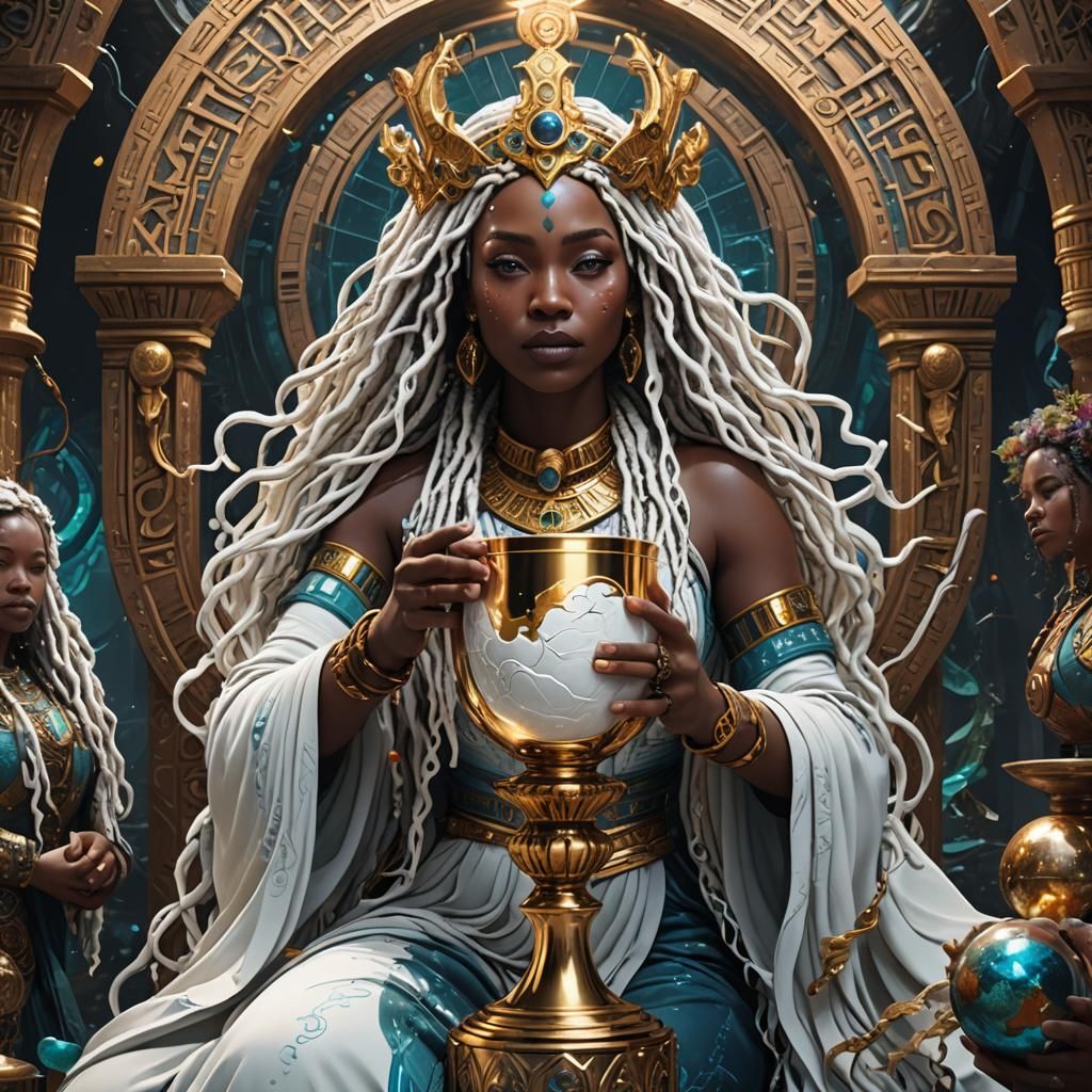 Afrofuturistic Goddess Drinks from Chalice of Immortality
