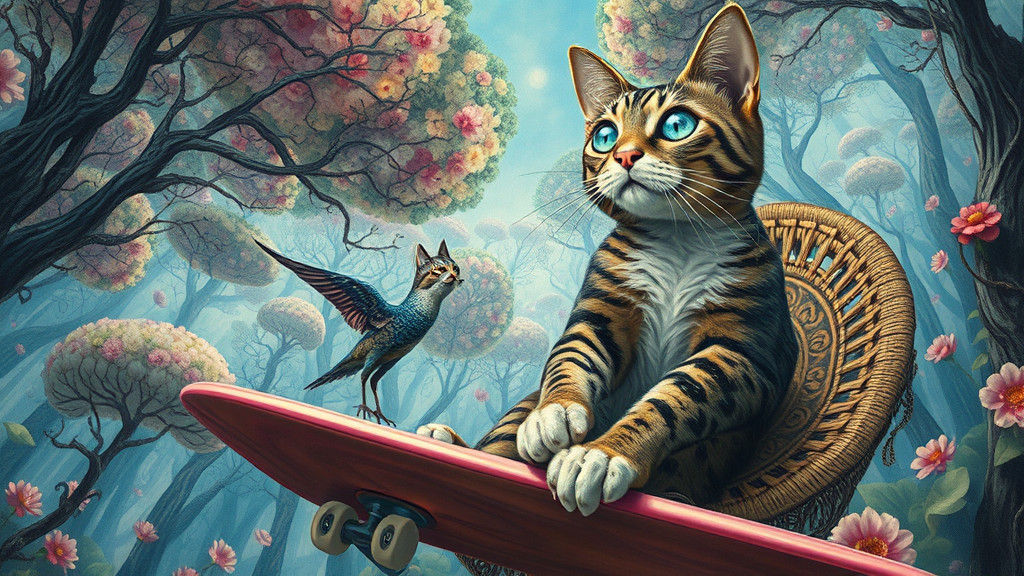 Surrealist Sky Fish in Art Brut Style