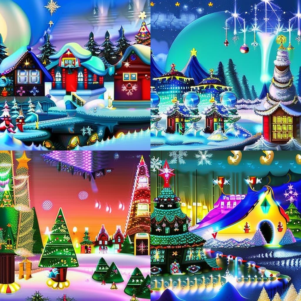 Enchanting Christmas Town with Luminous Crystal Sparkles