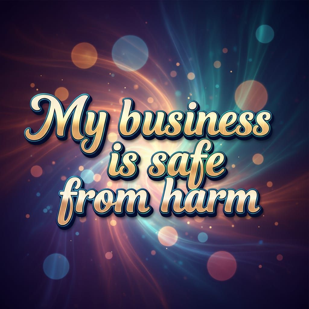 Metallic Typography: Business Security on Cosmic Background