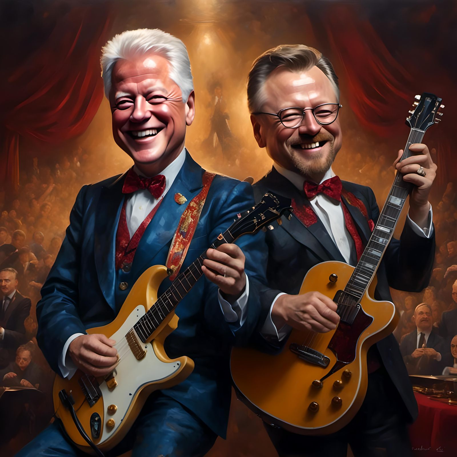 Bill Clinton and Teddy Roosevelt as Rockstars