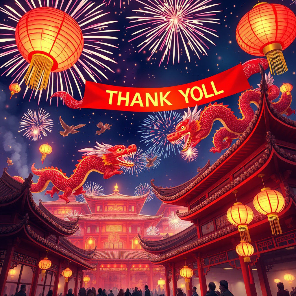 Chinese New Year Dragon Kites in Anime Style