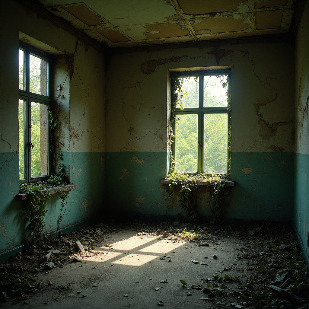 Decaying Asylum Interior with Liminal Vibes