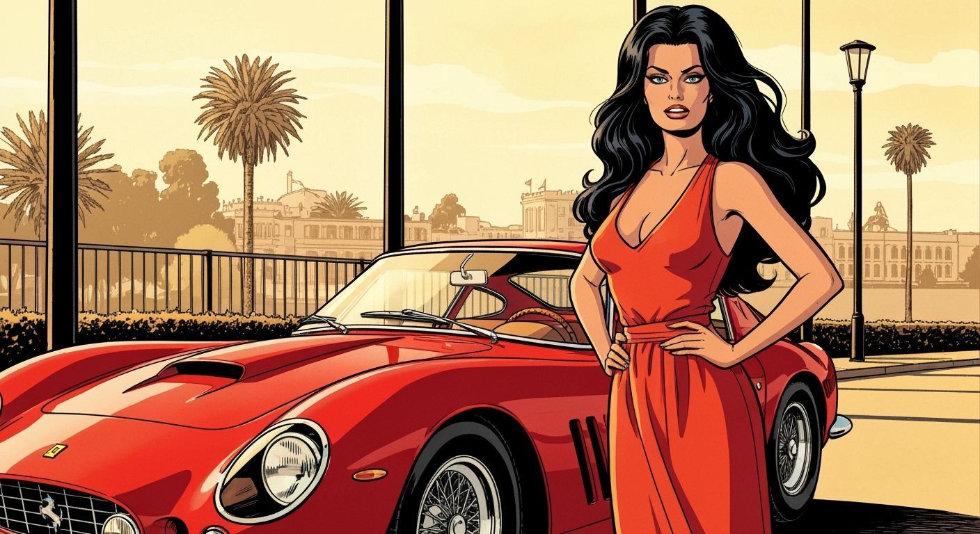 Retro Comic Art: Sophia Loren at Monaco Grand Prix