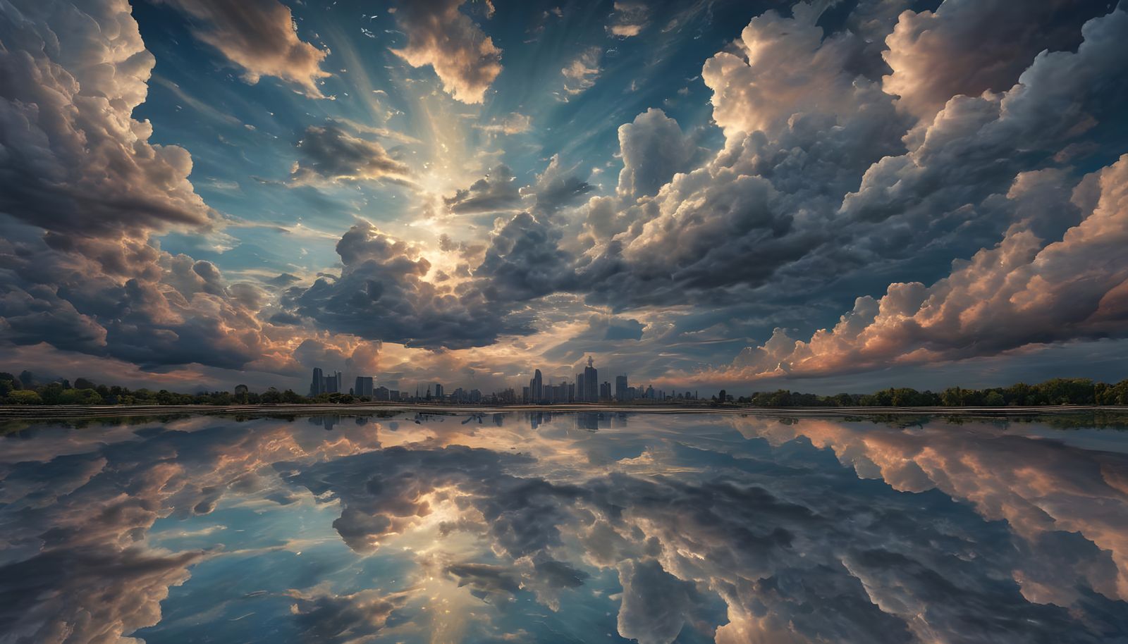 Ethereal Cosmic Cityscape at Dusk