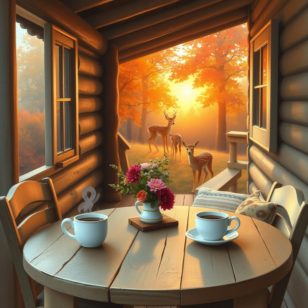 Autumnal Breakfast Scene in Impressionist Style