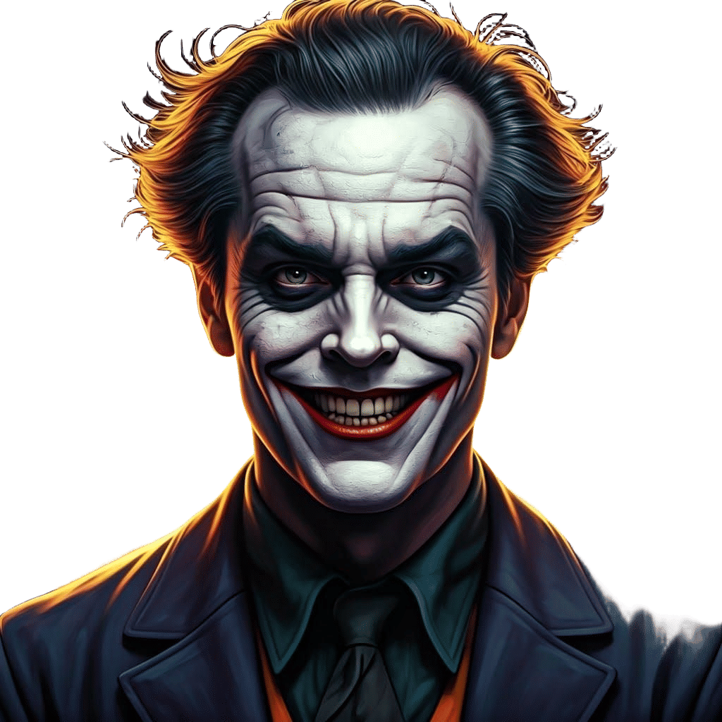Hyperrealistic Joker Grinning: Splash Art Portrait