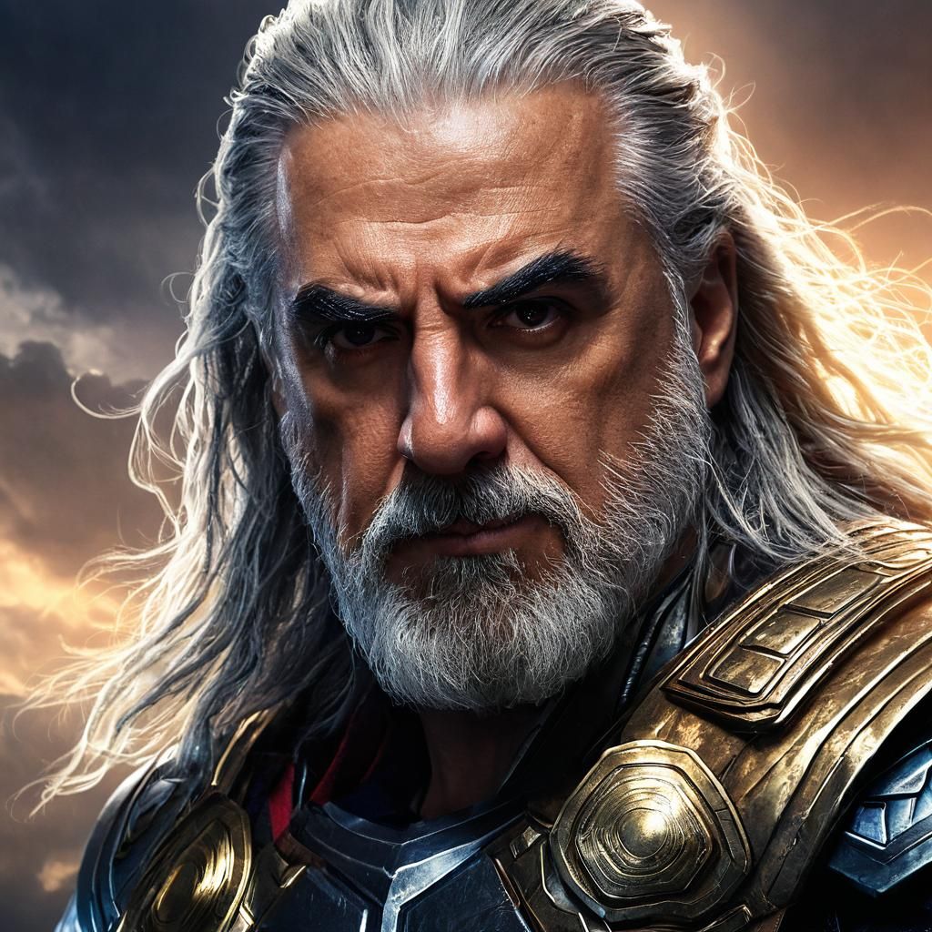 Thor God of Thunder Portrait in Nordic Fantasy Art