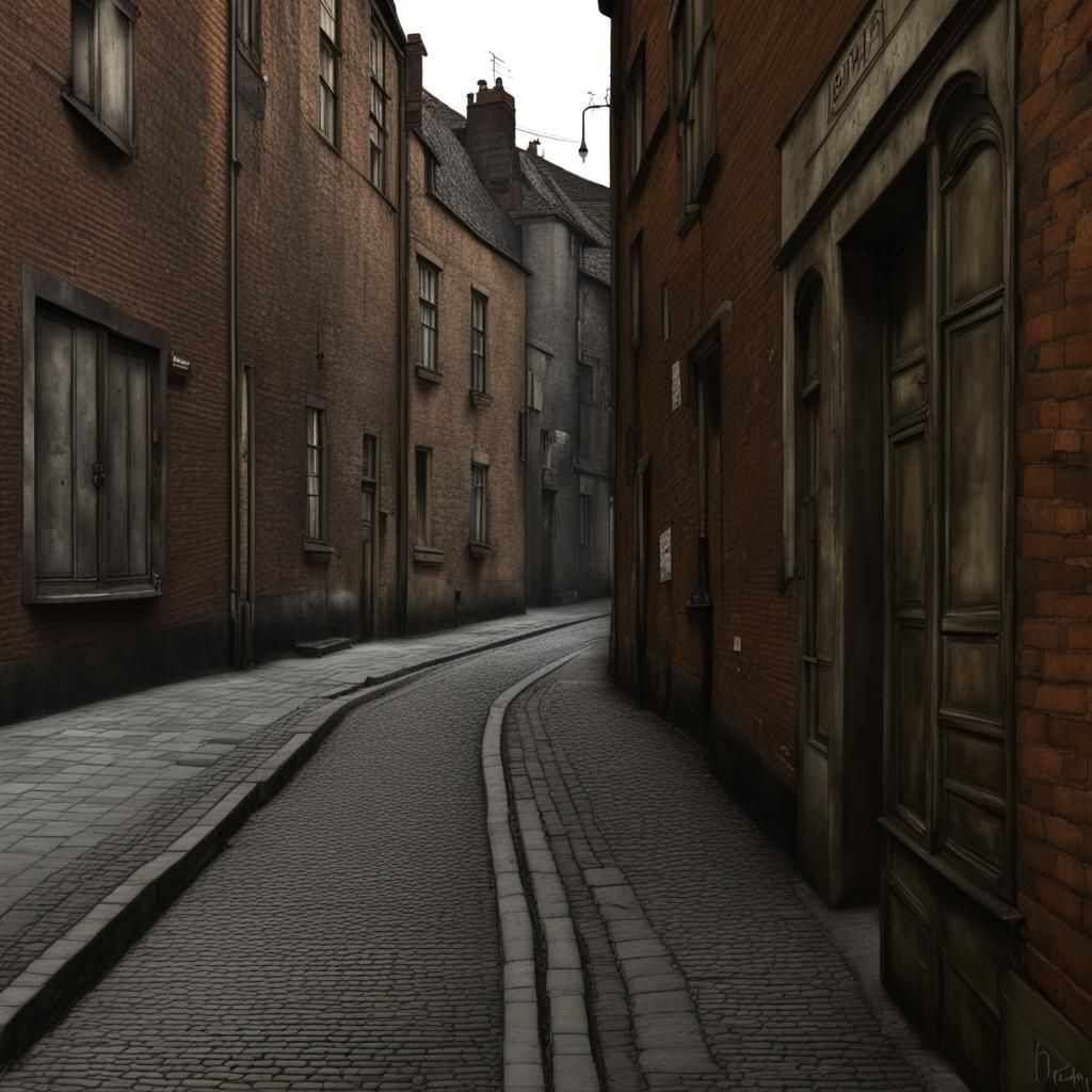 Realistic Old Street Scene in Amateur Photography Style