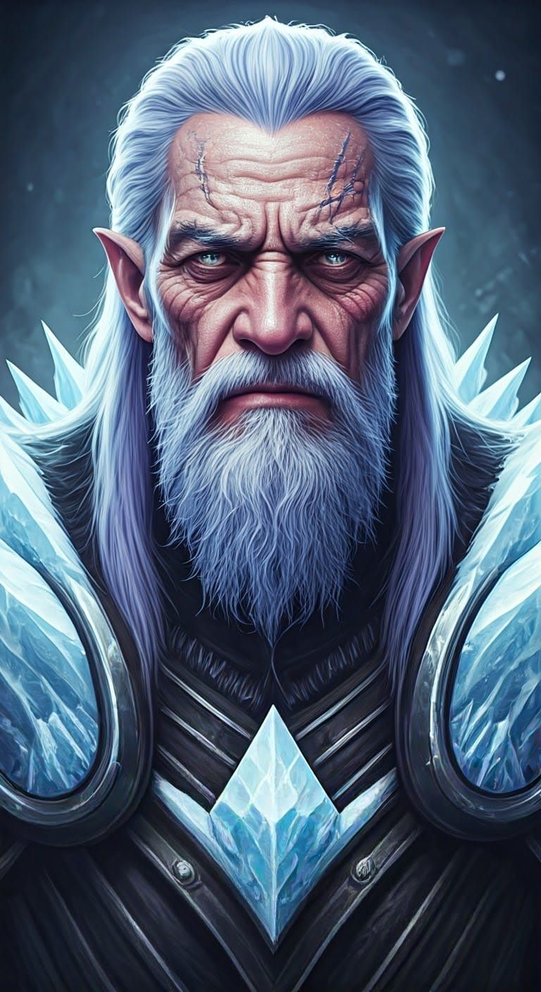 Cyberpunk Warrior in Icy Armor