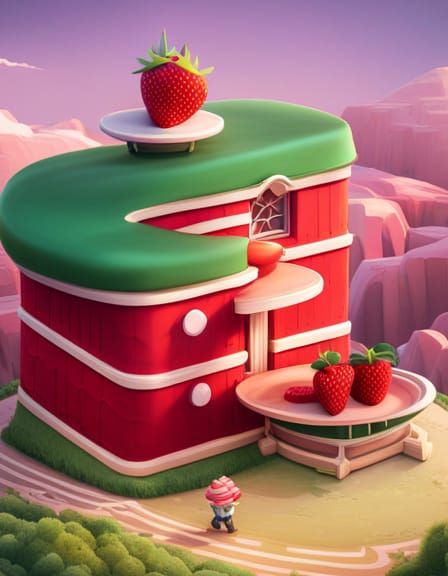 Pixar-Style Strawberry Shortcake Concept Art in Vibrant 3D D...