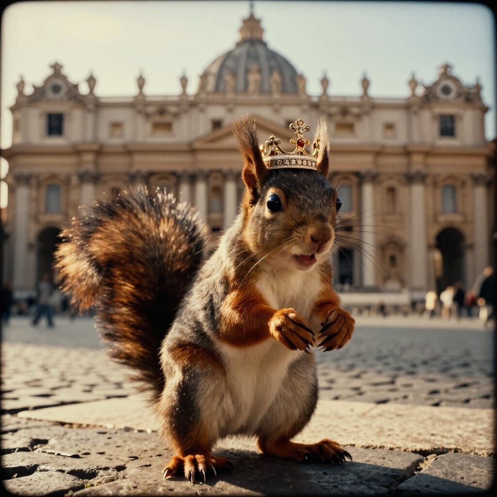 Squirrel in Papal Tiara at St. Peter's Square
