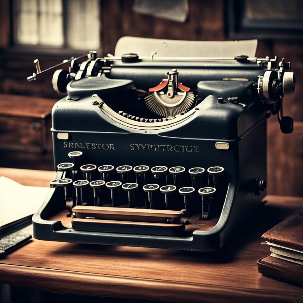 Retro Typewriter on Desk