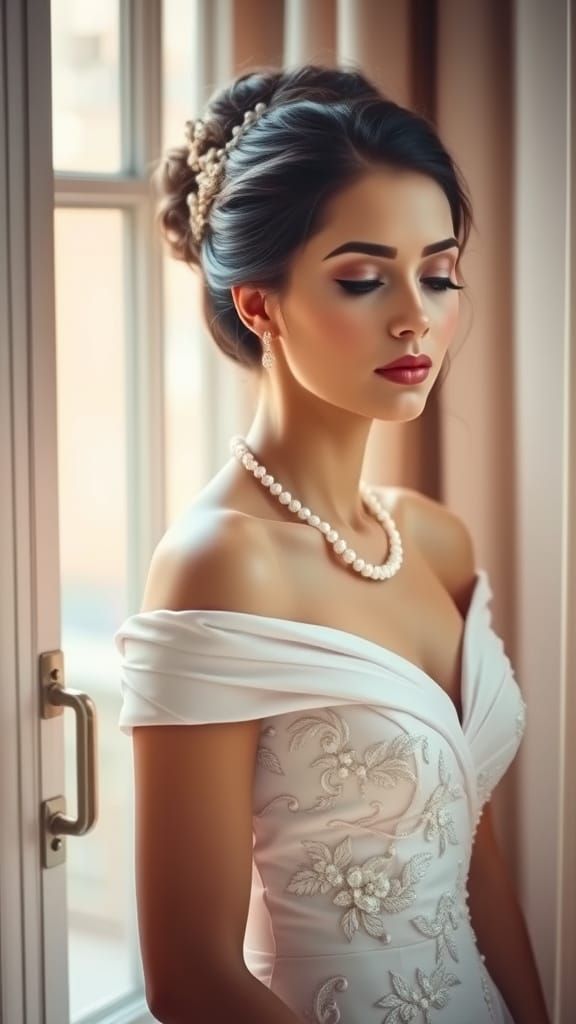 Bride in Soft Focus, Elegant Wedding Gown