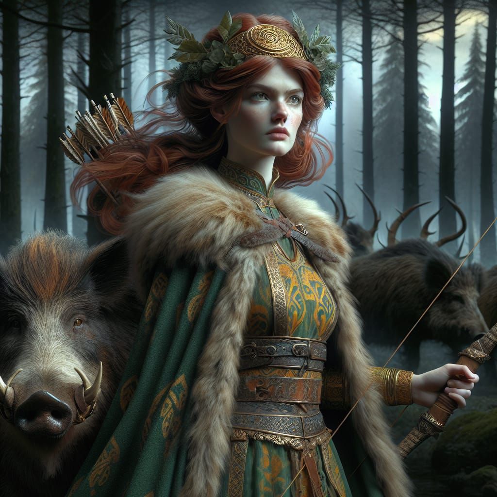 Arduinna: Celtic Goddess of the Forest on Boar