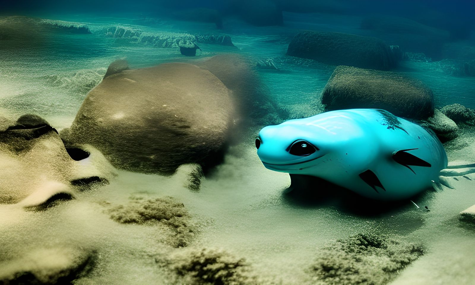 Azure Depths: Dreaded Creatures in Underwater Scene