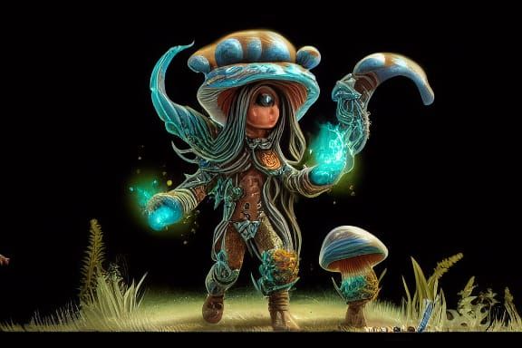 Mushroom Humanoid Adventurer in Epic Fantasy Style
