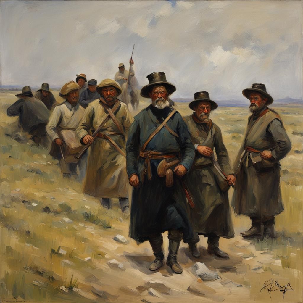 Barge Haulers on the Volga: Oil Painting