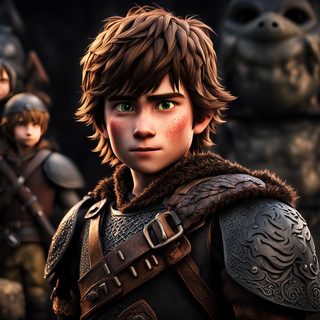 Hyperrealistic Portrait of Hiccup from Dragon Movie