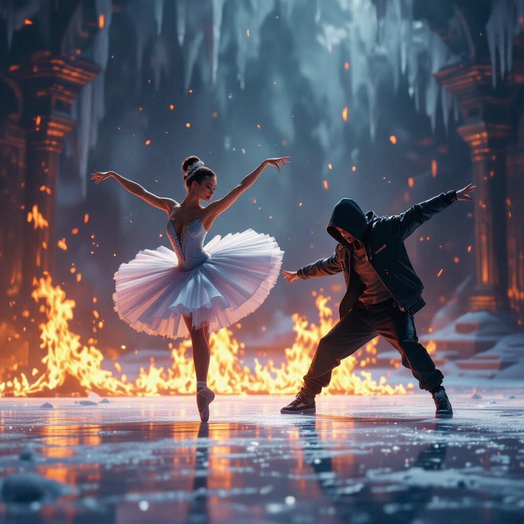Ballerina and Fire Dancer in Fantasy Concept Art