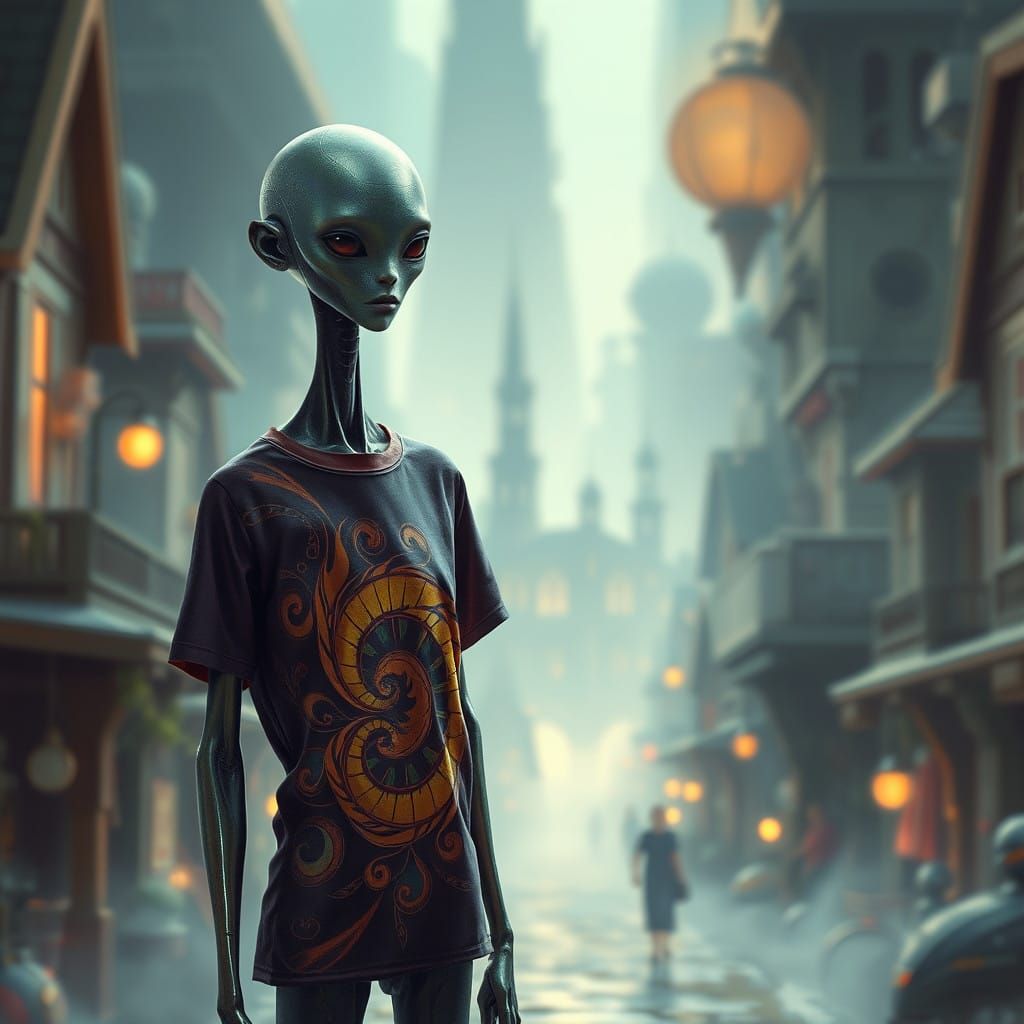 Ethereal Humanoid in Futuristic Dreamscape