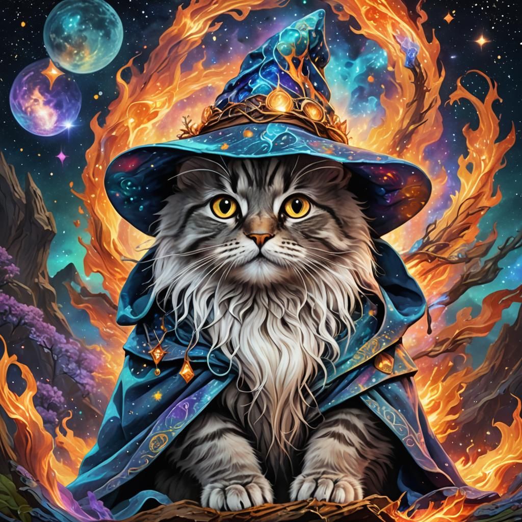 Gandalf Kitten in Cosmic Dreamscape