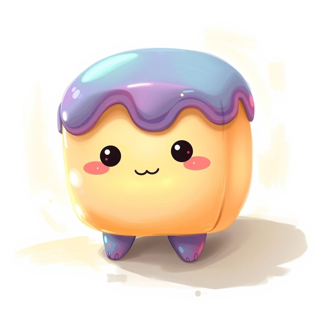Whimsical Jelly Pudding Monster in Digital Painting