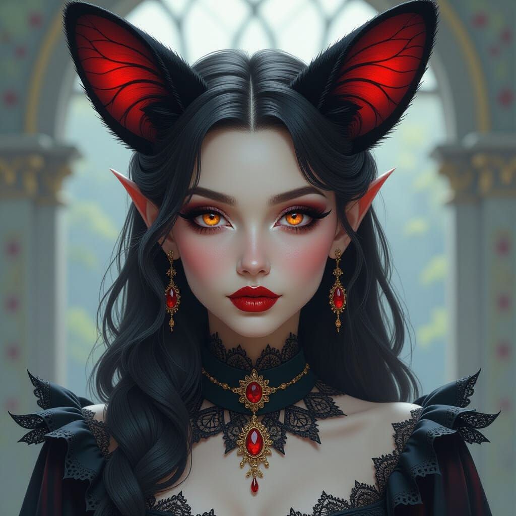 Hybrid Vampire Creature in Ornate Gothic Style