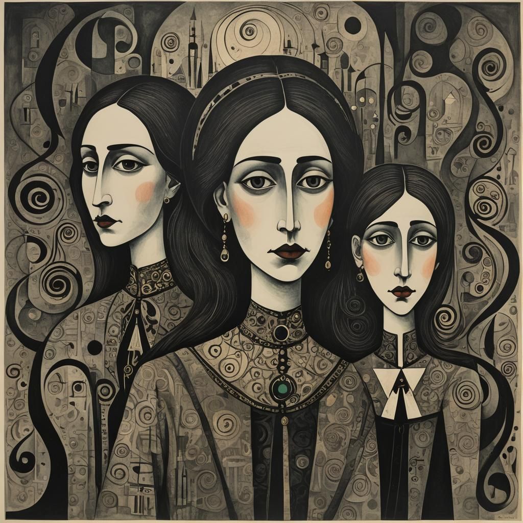 Whimsical Victorian Gothic Portrait with Music Notes