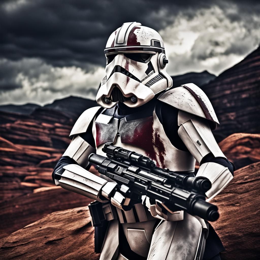 Hyperrealistic Clone Trooper in Atmospheric Lighting