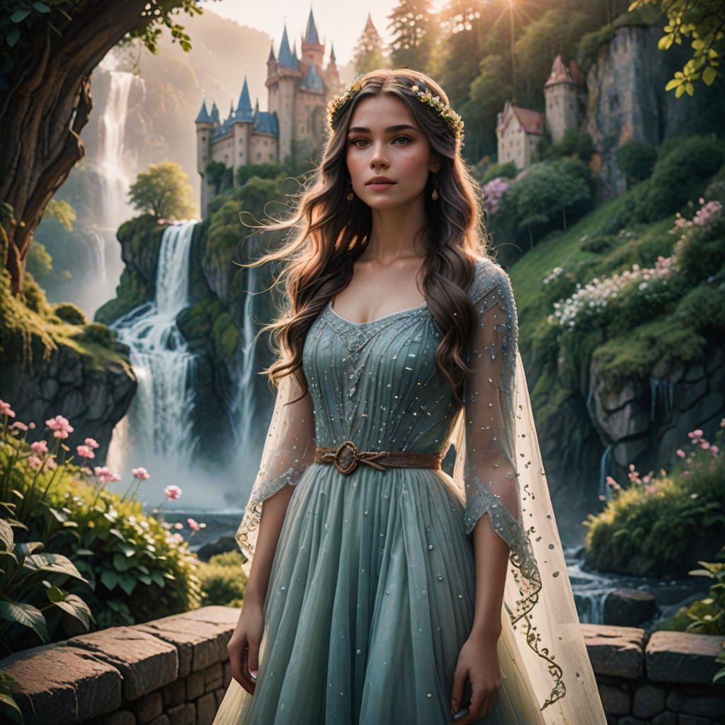 Ethereal Princess in Dreamy Watercolor Style