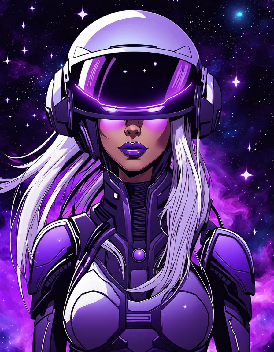 Anime Alien Woman in Cyberpunk Space