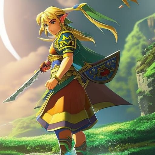 Hyperrealistic Zelda Portrait with Colorful Background