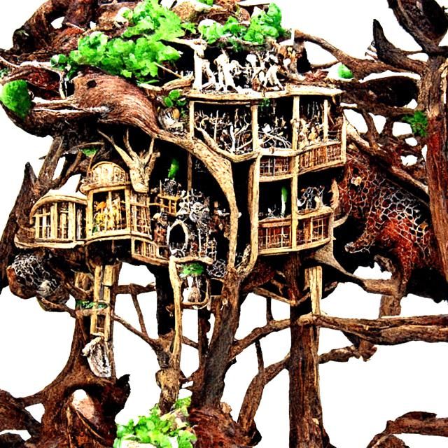 Fantasy Treehouse with Animals