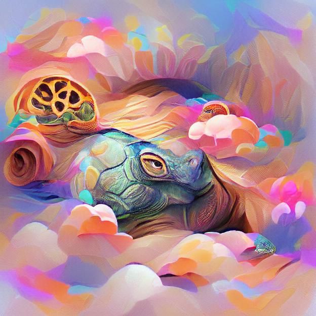 Surreal Dreamy Tortoise with Intricate Shell