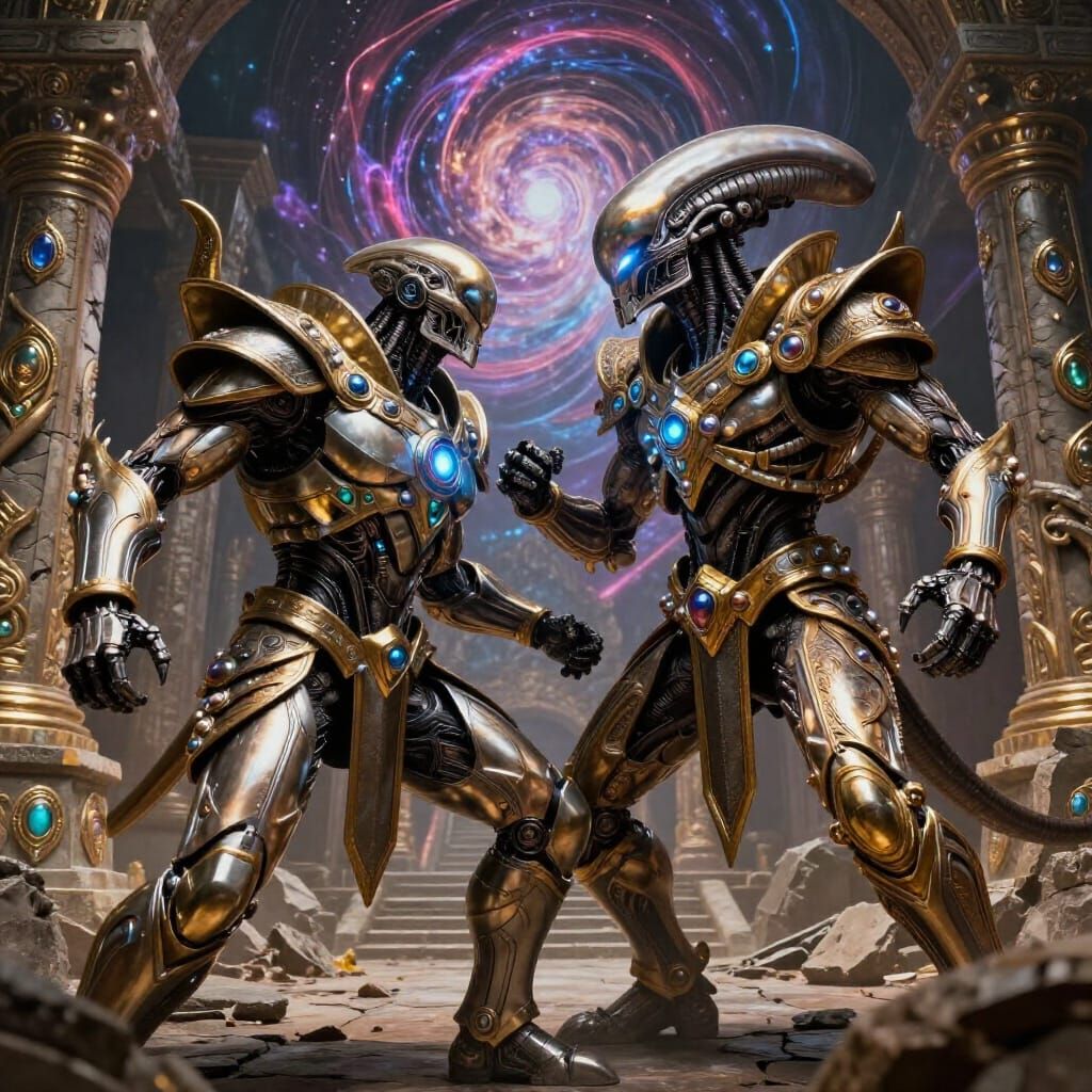 Cyborg Xenomorph vs. ThunderCat Elder in Ruins