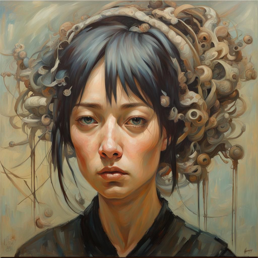 Idiotic Stare Portrait in Oil Paint Style