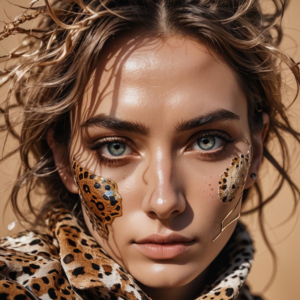 Surrealist Portrait: Human-Animal Hybrid in Direct Sunlight