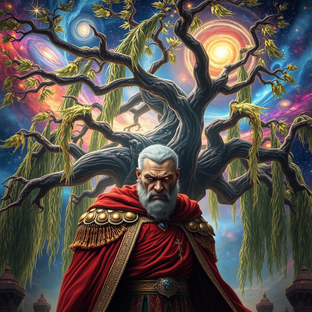 Cosmic King Under Willow Tree in 8k Resolution