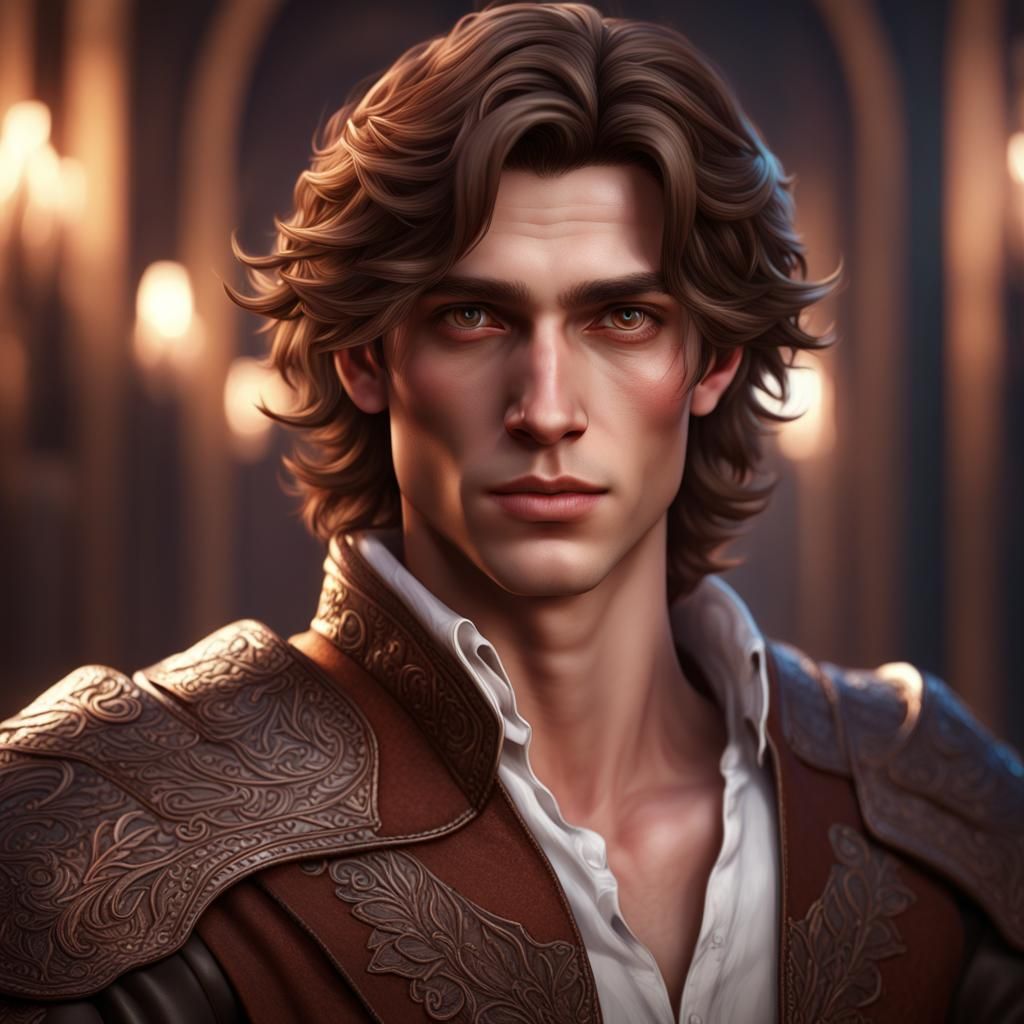 Flirty Young Man with Ruby Eyes, Fantasy Art