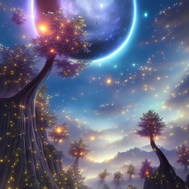 Luminescent Crystal Rose Under Twinkling Stars