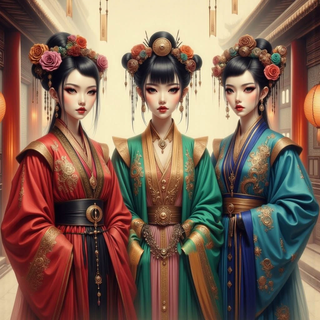 Three Xiao Liao Queens in Dark Goth Style