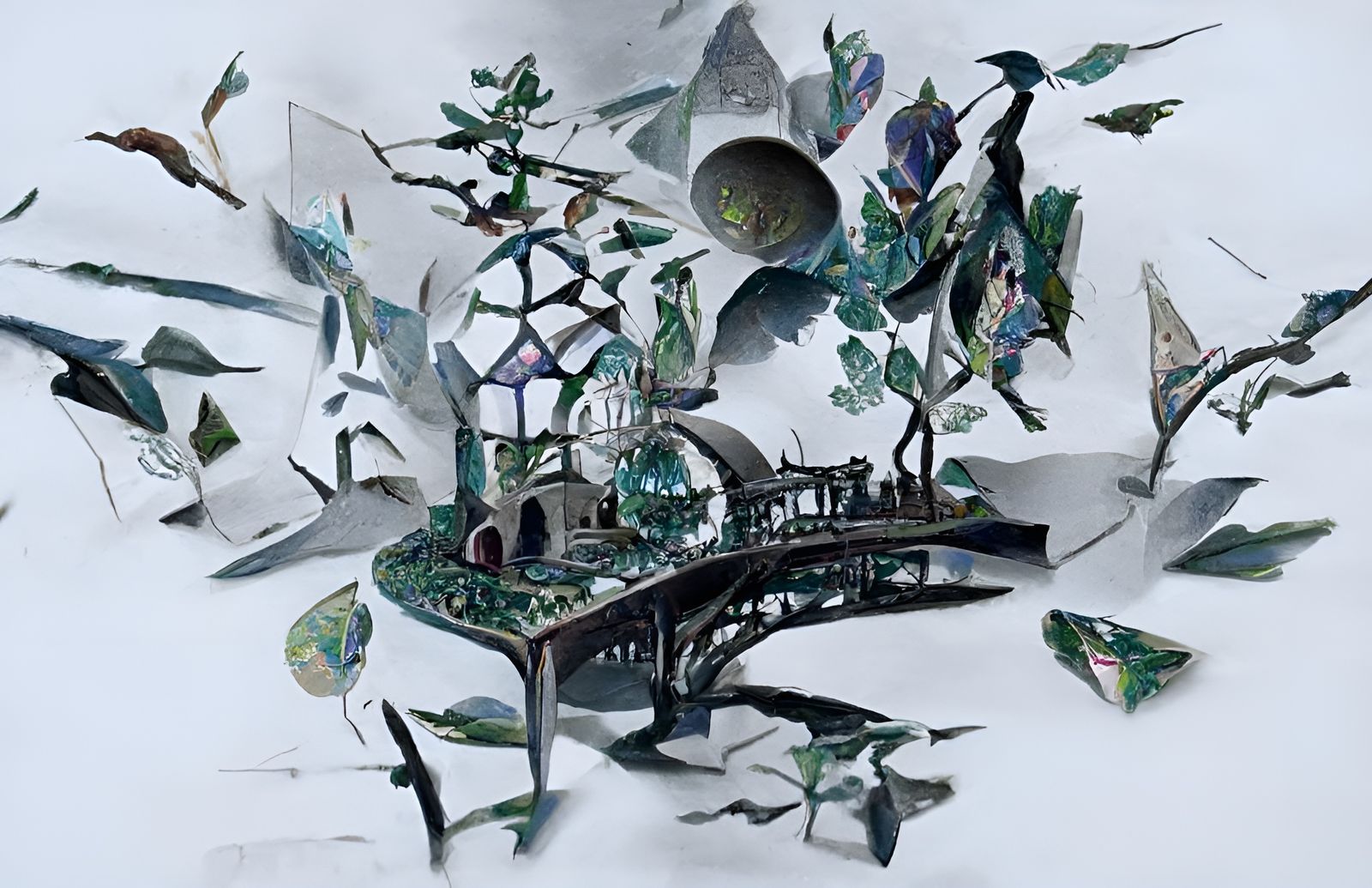 Paper Birds and Origami Planet in Max Pechstein Style