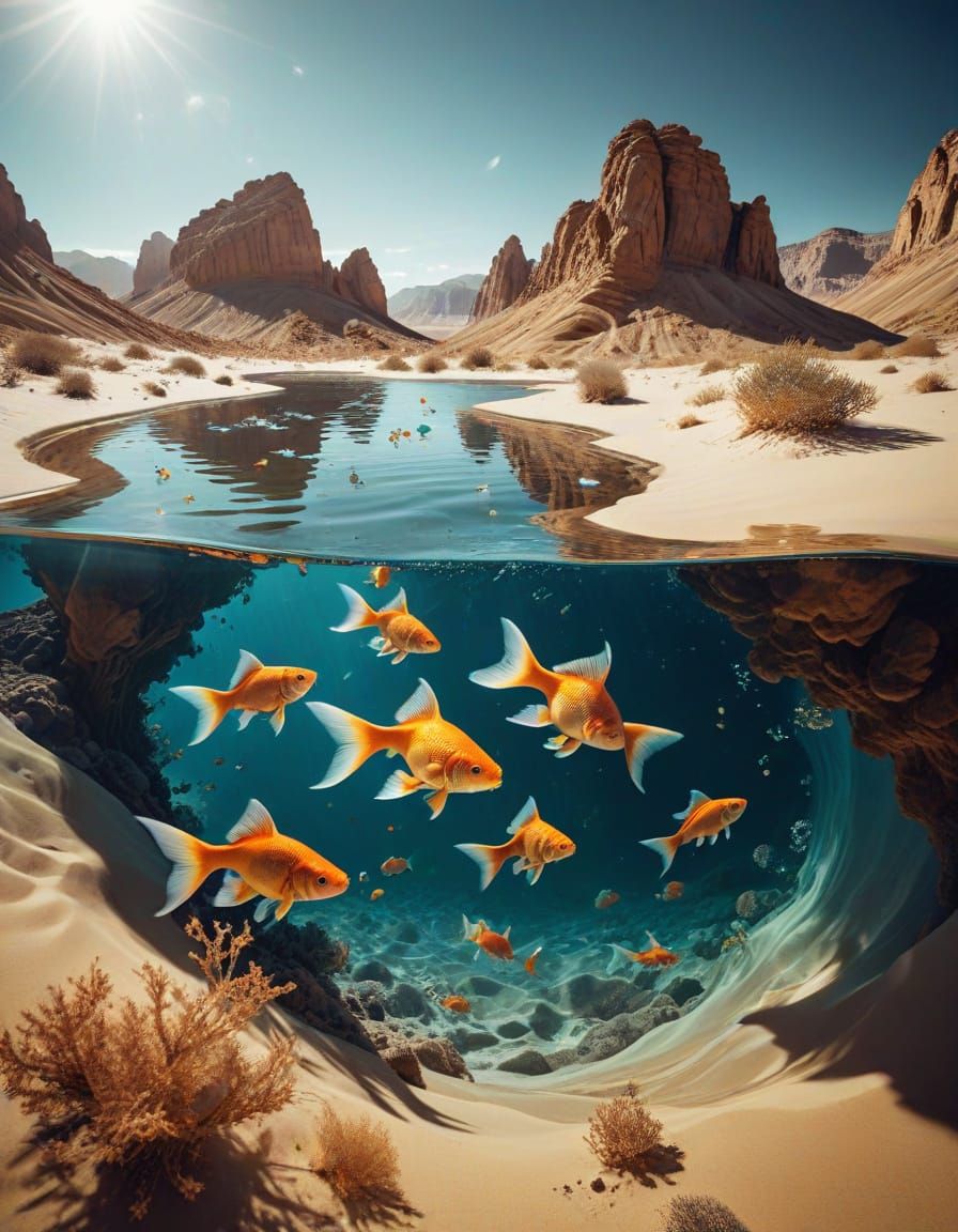 Surreal Desert Oceans in Double Exposure