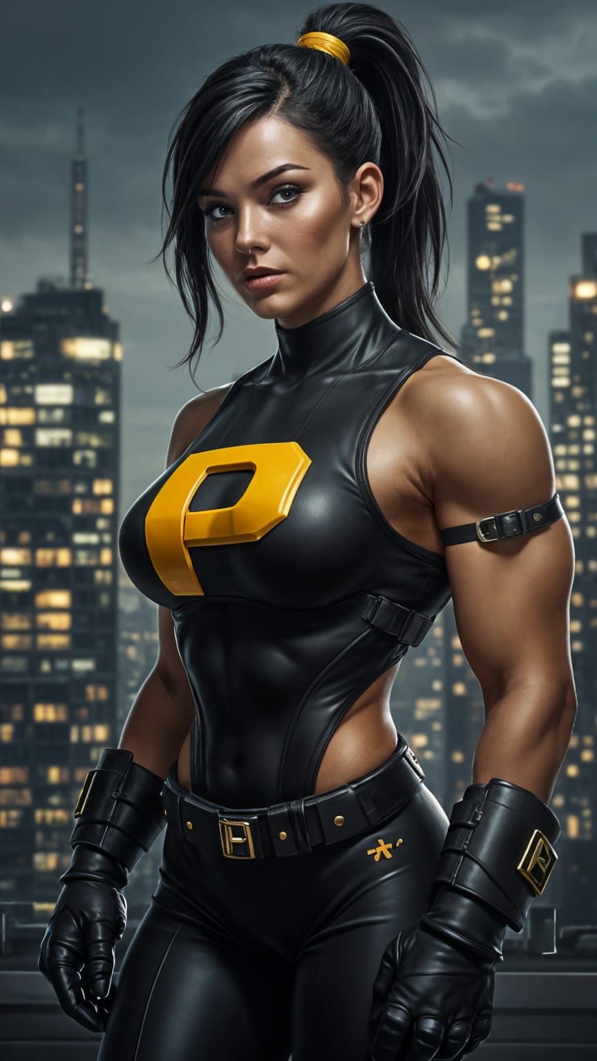 Muscular Woman Portrayed as MCU's Puck in Dynamic Pose
