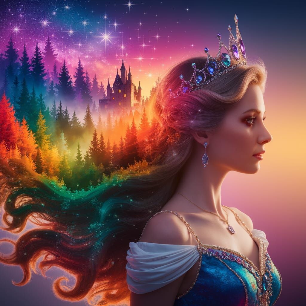 Enchanted Princess Portrait with Autumn Forest