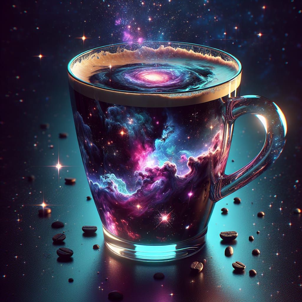 Cosmic Realism Crystal Coffee Cup with Galaxy Brew