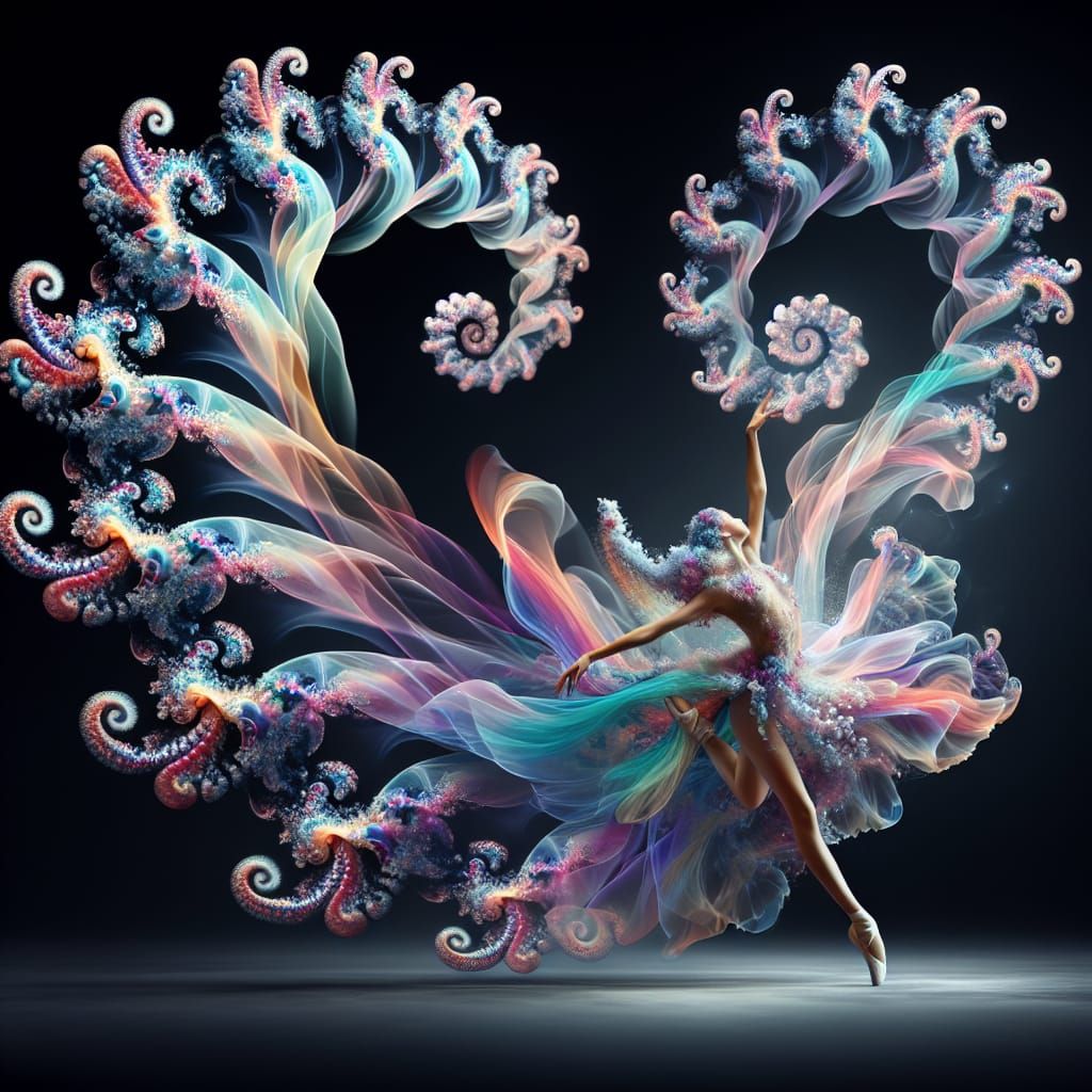 Graceful Fractal Dancer in Iridescent Pearl
