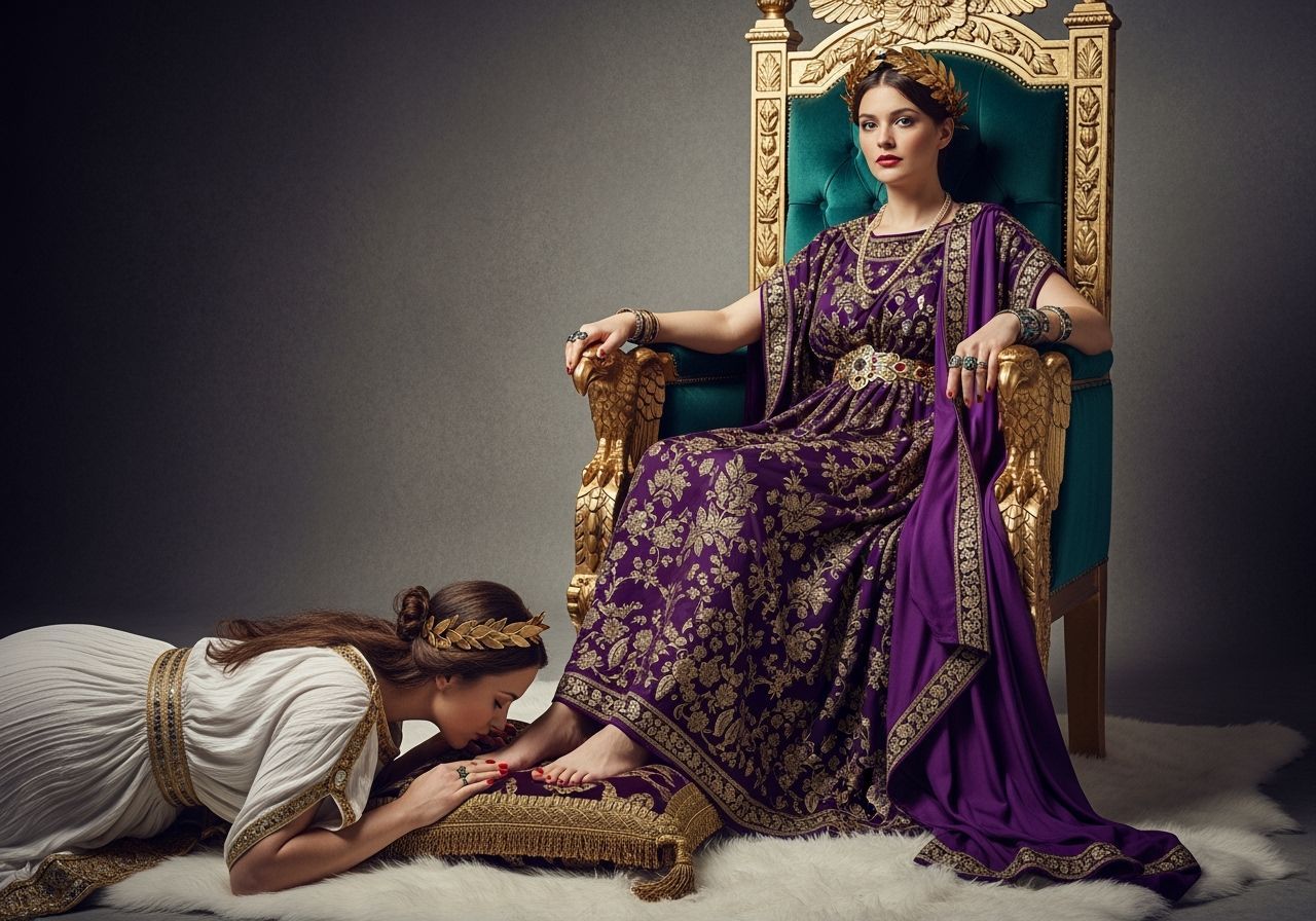 Regal Roman Empress on Throne
