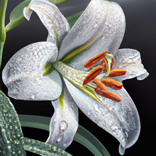 Hyperrealistic Lily Flower Portrait with Dew Drops